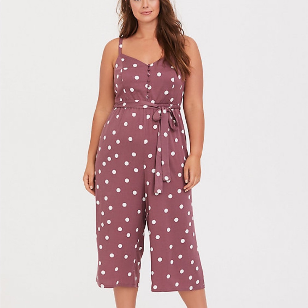 torrid Mauve Polka Dot Sleeveless Jumpsuit
